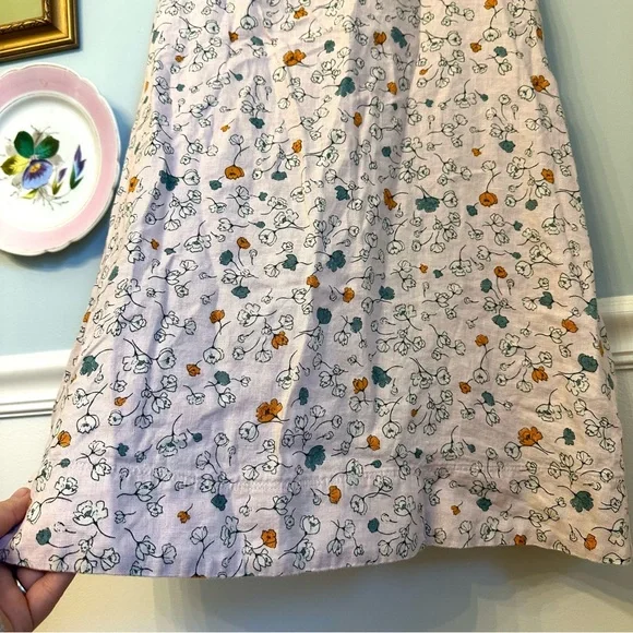 Cynthia Rowley 100% Linen Sz Small Floral Pink Mini Dress Tunic Minimalist - Picture 2 of 7